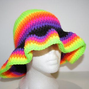 Neon UV handmade crochet hat